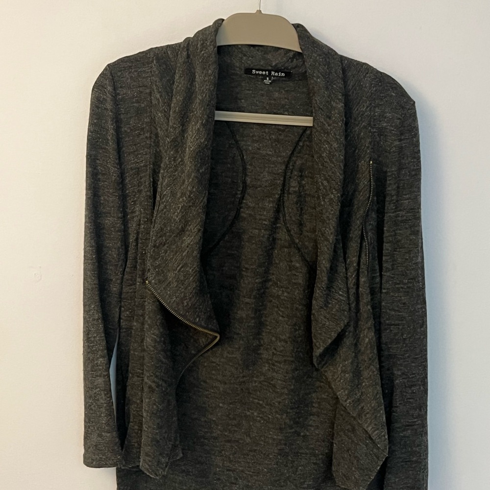 Sweet Rain Charcoal Knit Cardigan